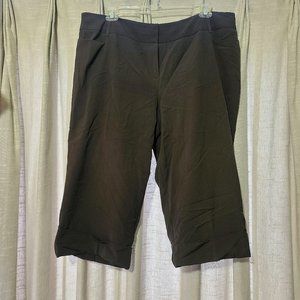 First Option Too Dark Chocolate Brown Capri Dress Pants, Plus Size 20W-22W